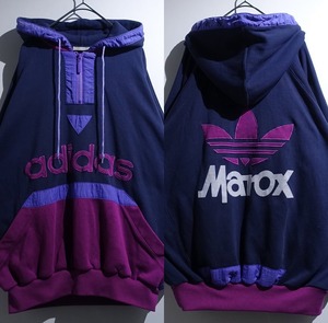 90s “adidas” Navy Logo & Switching Design Half-Zip Sweat Parka