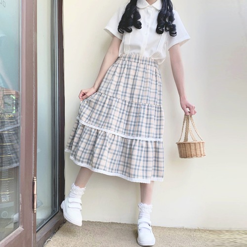 ✞ スタンダードチェック柄スカート ♡ レトロ スウィート ✞ゴスロリ SM ミリ 甘ロリ クラロリ 和ロリ エレガント 黒ロリ 姫ロリ 華ロリ BB-BB54954813057