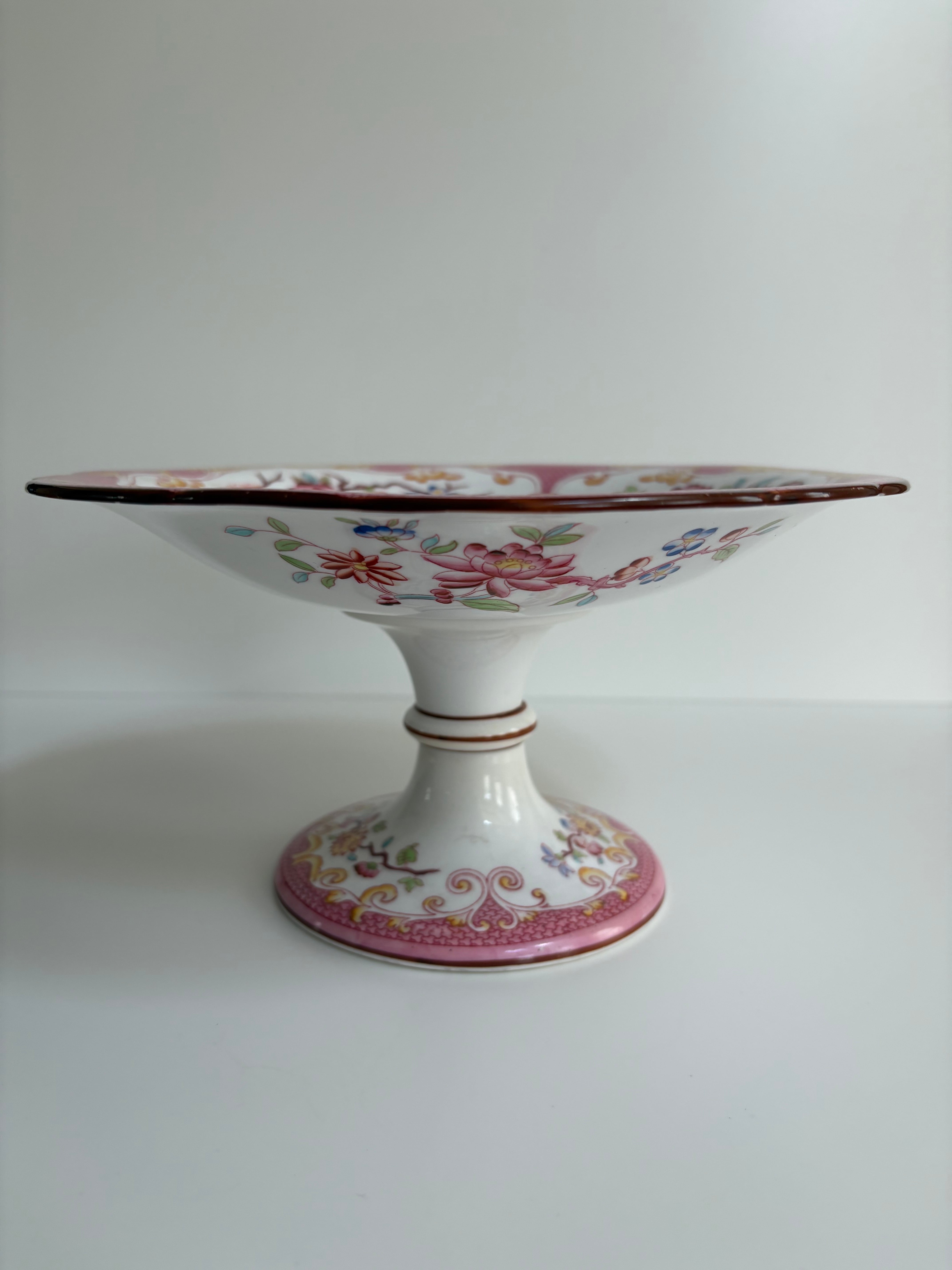希少　美品　サルグミンヌ　マロン　コンポティエ　フランスアンティーク サルグミンヌ MINTON No.235（ミントン）コンポティエ（手描きの花模様