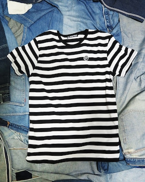 LEMON EMBLEMED BAR STRIPE TEE/2CM-P