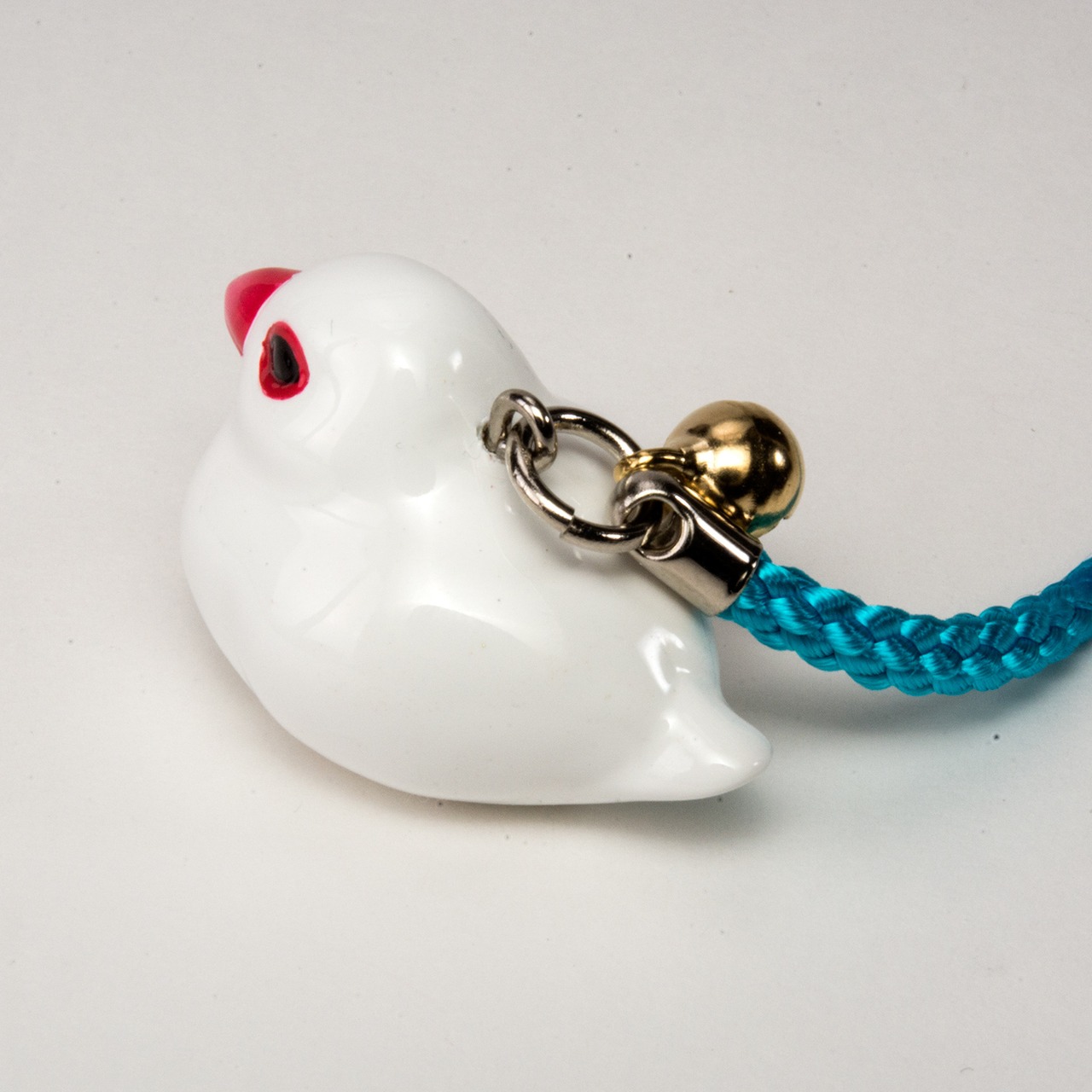鳥シリーズ 文鳥 白 ストラップ なかの由峰 デザイン BO-5001