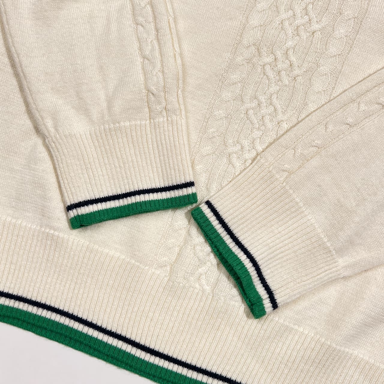 adidas GOLF アディダス ゴルフ Vネック ナンバリング ケーブル編み チルデン ニット セーター L/G /ホワイト系 レディース