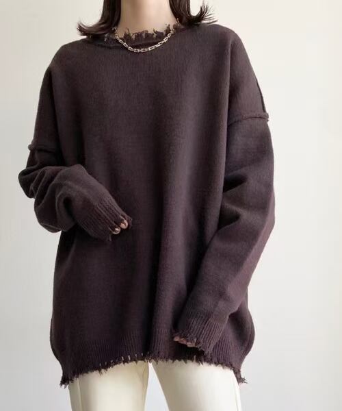 クラッシュ加工　ニットプルオーバー　AJ1102-9929
