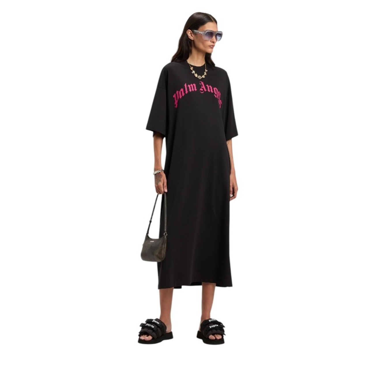 【Palm Angels】〈LADYS〉CURVED LOGO MAXI TEE DRESS - 2