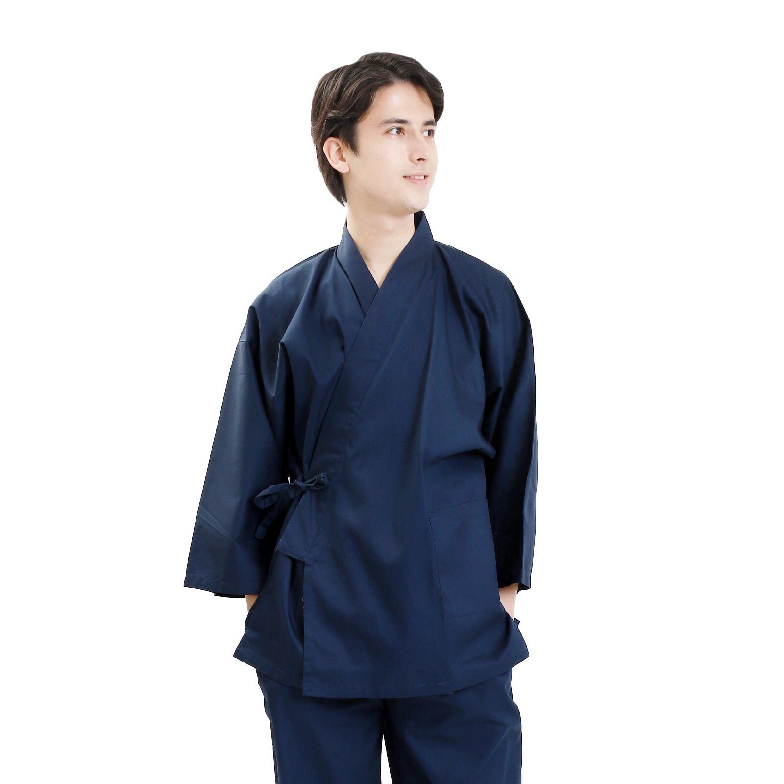 作務衣 上下セット メンズ M/L/LLサイズ ストレッチ 紺 単品