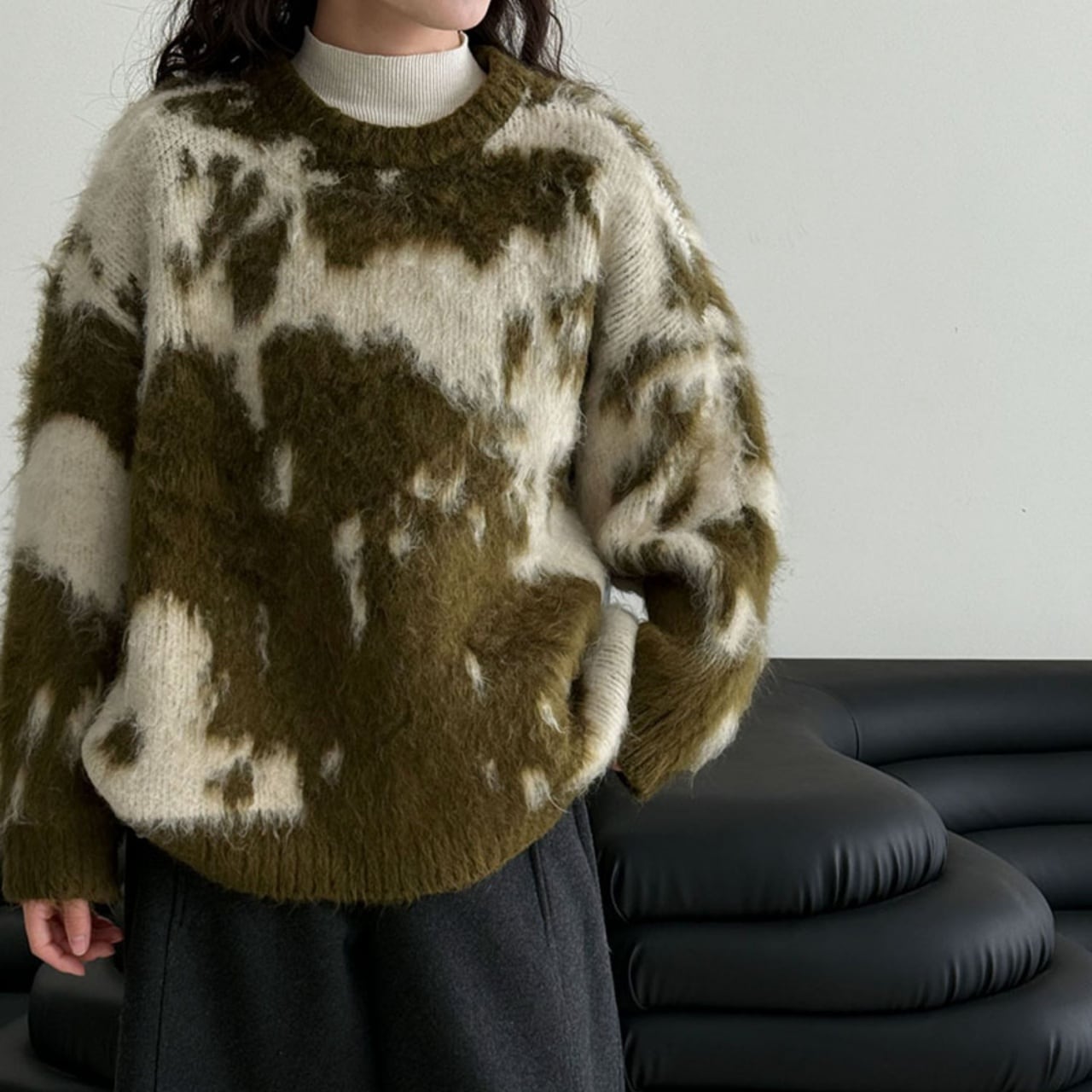 ニュアンスカウシャギーニットプルオーバー A01966