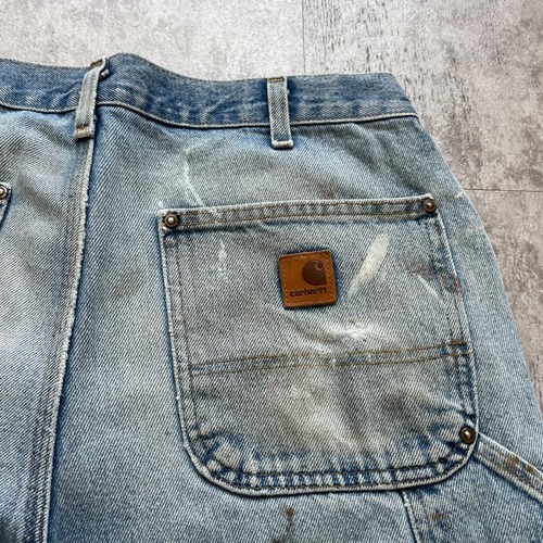 襤褸メキシコ製 デニム ダブルニー Carhartt B73 DST 33×32 詳細写真2