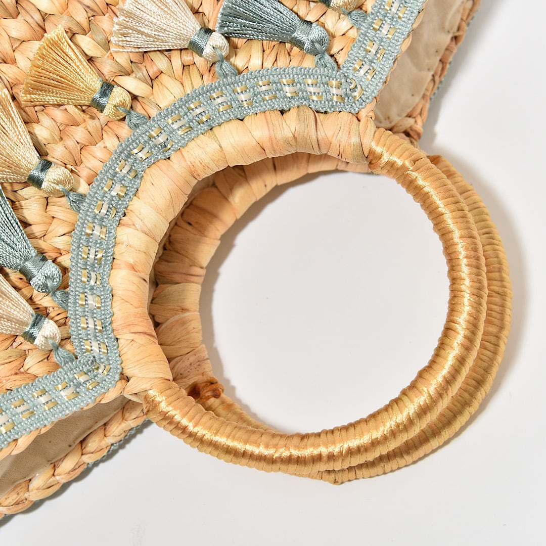 Le Fleur】タッセル かごバッグ ライトグリーン×ゴールド ブランド