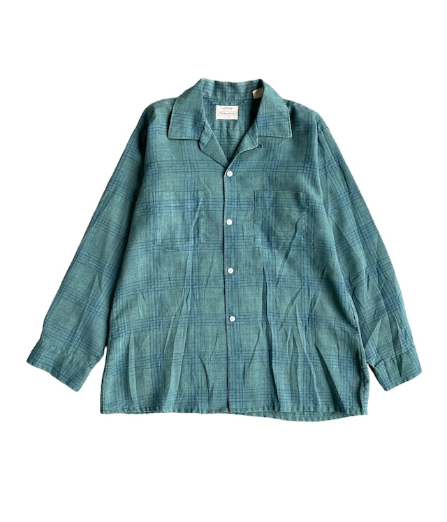 Vintage 60s L Rayon check shirt -ARROW-