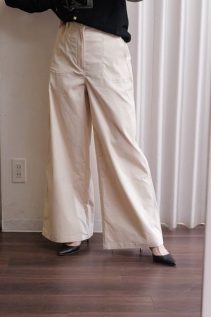 velvet denim wide pants off white