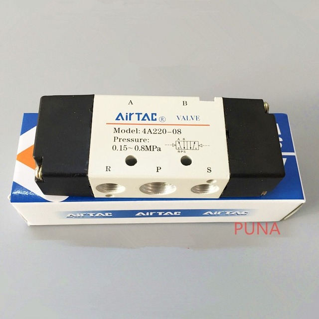 送料無料airtac 1/4インチエアバルブ4a220-08 5ウェイ2 pos空気圧空気制御電磁弁入口出口1/4 "bsp