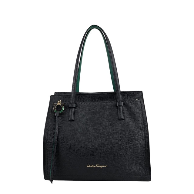 Salvatore Ferragamo サルヴァトーレ フェラガモ ショルダーバッグ グレー ロゴ ガンチーニ レザー 2トンカラー vintage ヴィンテージ オールド 8i2f66
