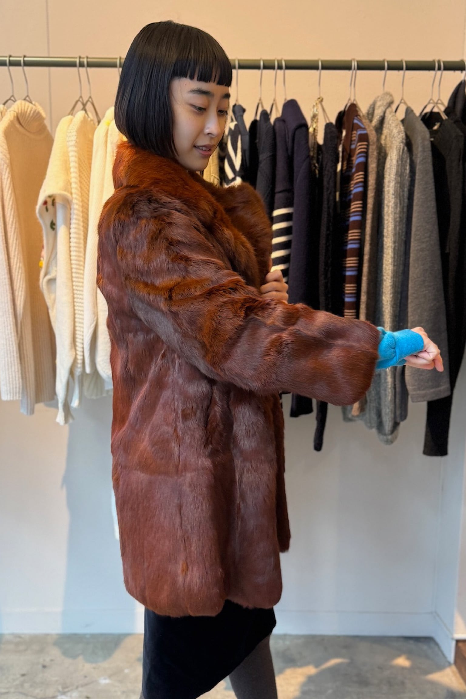 used 古着 リアルファーコート ブラウン エレガント 古着コーデ ブラウンリアルファーコート | DROOMTUIN_VINTAGE