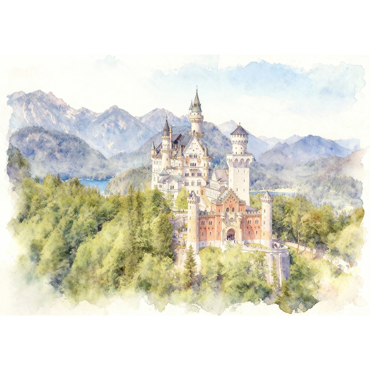 Peck Pinon ノイシュヴァンシュタイン城　油絵　絵画　大型サイズ Peck Pinon ノイシュヴァンシュタイン城 油絵 絵画 大型サイズ Peck