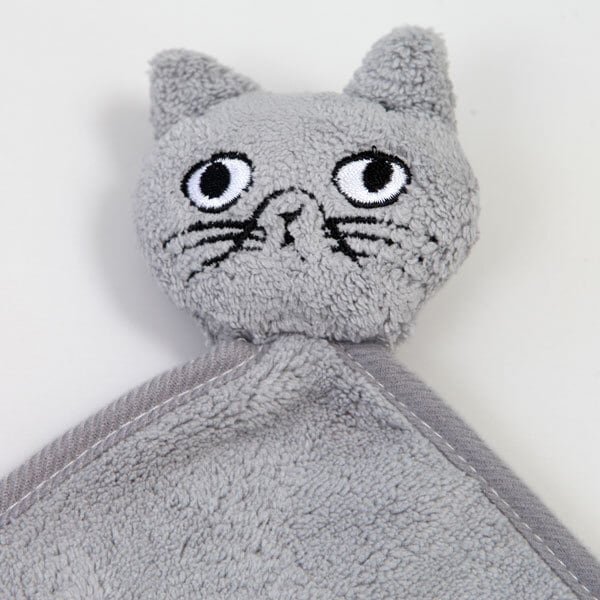Matsuo Miyuki Cat Face Towel Light Gray 松尾ミユキ キャット