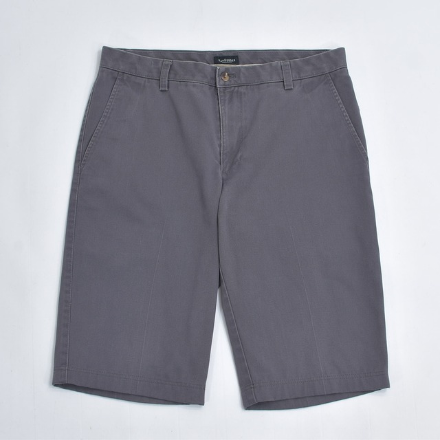 VANHEUSEN ヴァンヒューゼン 定番 コットンツイル チノショートパンツ シンプル 無地 USED ヴィンテージ ビンテージ 古着 メンズ W33インチ相当 ダークグレー