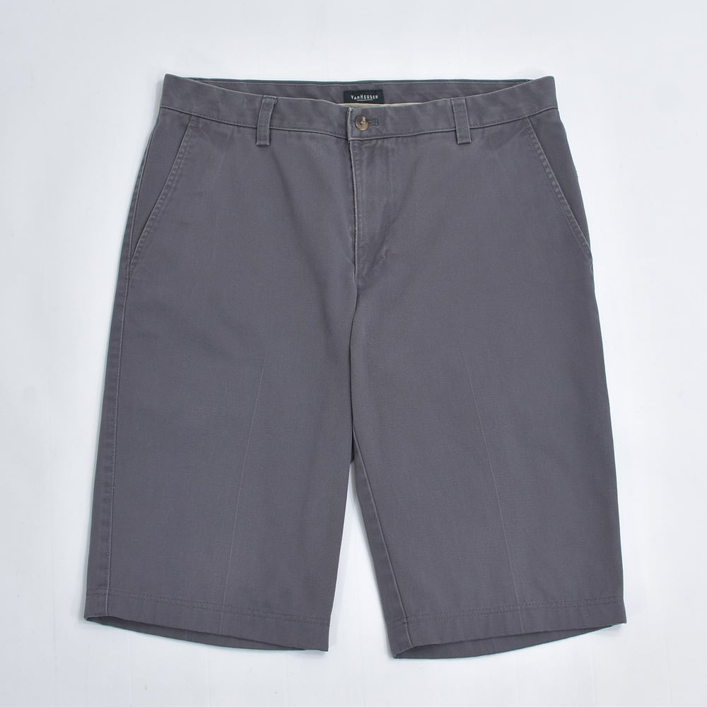 VANHEUSEN ヴァンヒューゼン 定番 コットンツイル チノショートパンツ シンプル 無地 USED ヴィンテージ ビンテージ 古着 メンズ W33インチ相当 ダークグレー