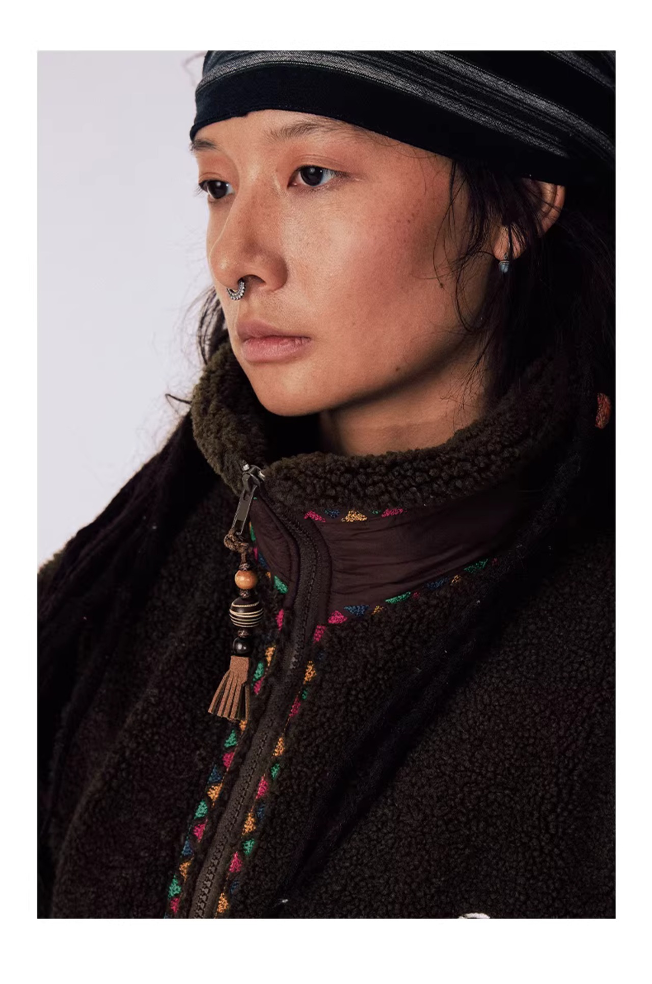 CONP Hand-knitted Beaded Fleece Jacket