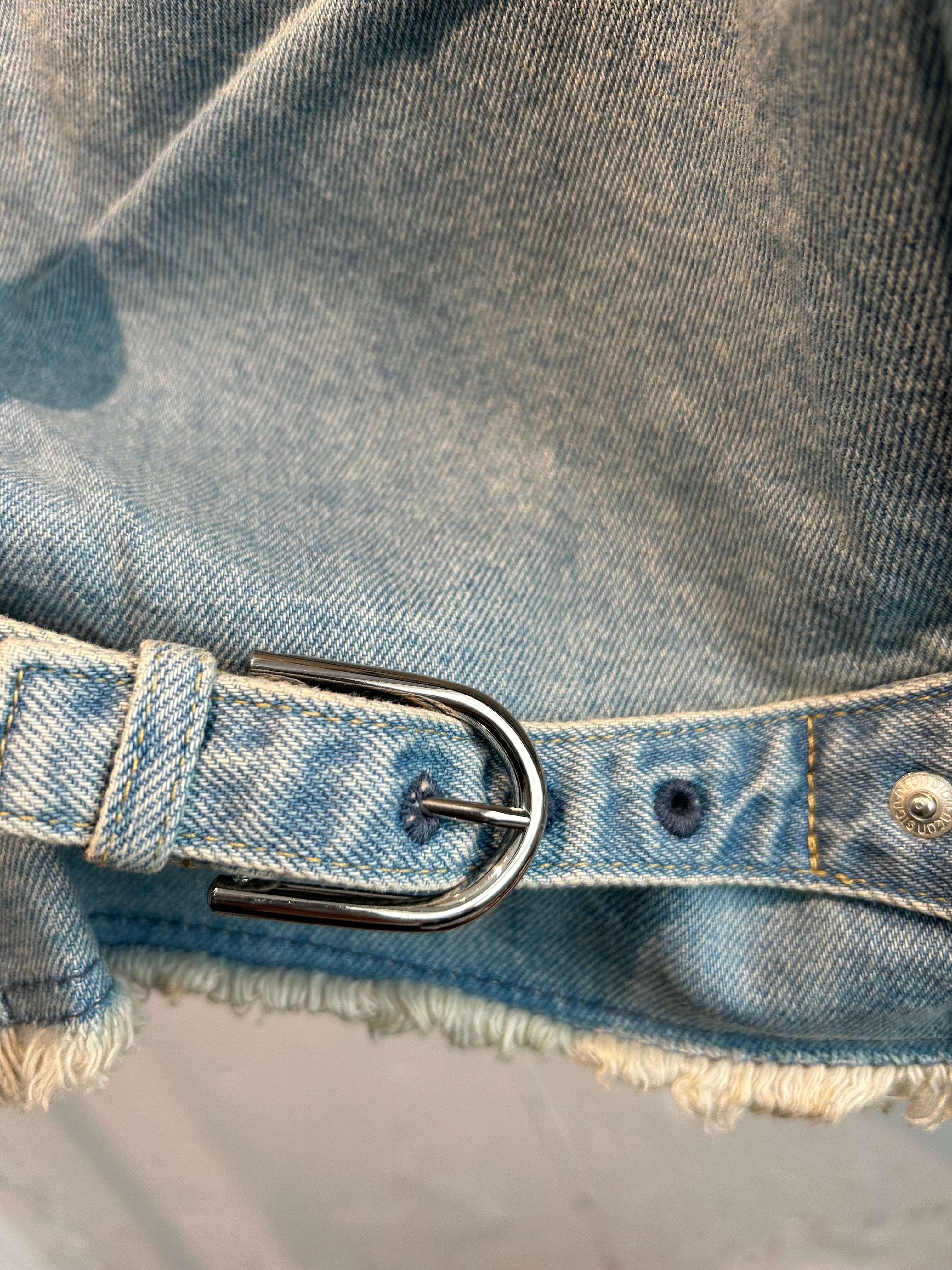 NEONSIGN cutaway front denim jacket | AAR