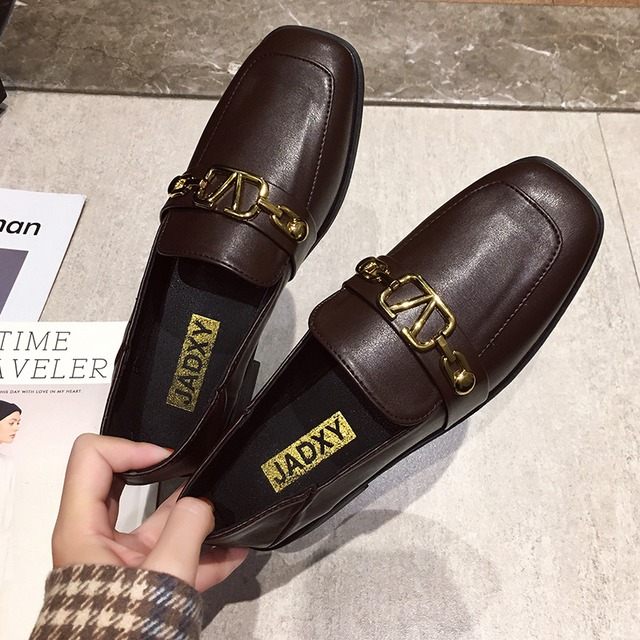 英国スタイルの小さな革の靴の女性2019新しい冬のレトロなファッションワイルドネットレッドカレッジスタイルローヒールミュラー靴潮 部族の婦人靴6510137