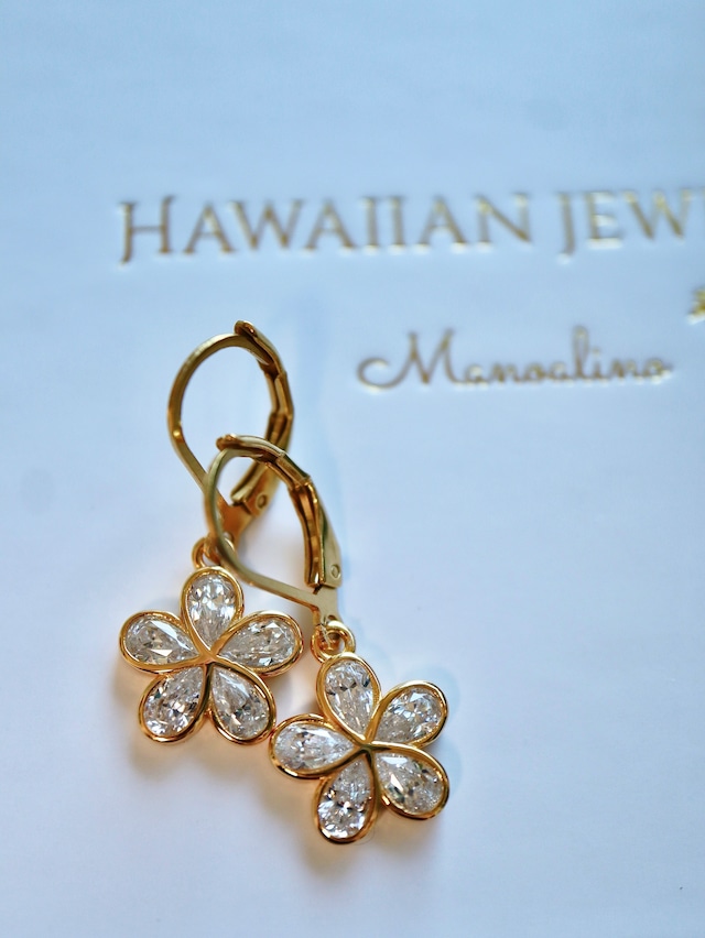 10mm Plumeria 5Arank Zirconia Hawaiianjewelry(10mmハワイアンジュエリー最高級ランクジルコニア、プルメリアピアス、イヤリング)