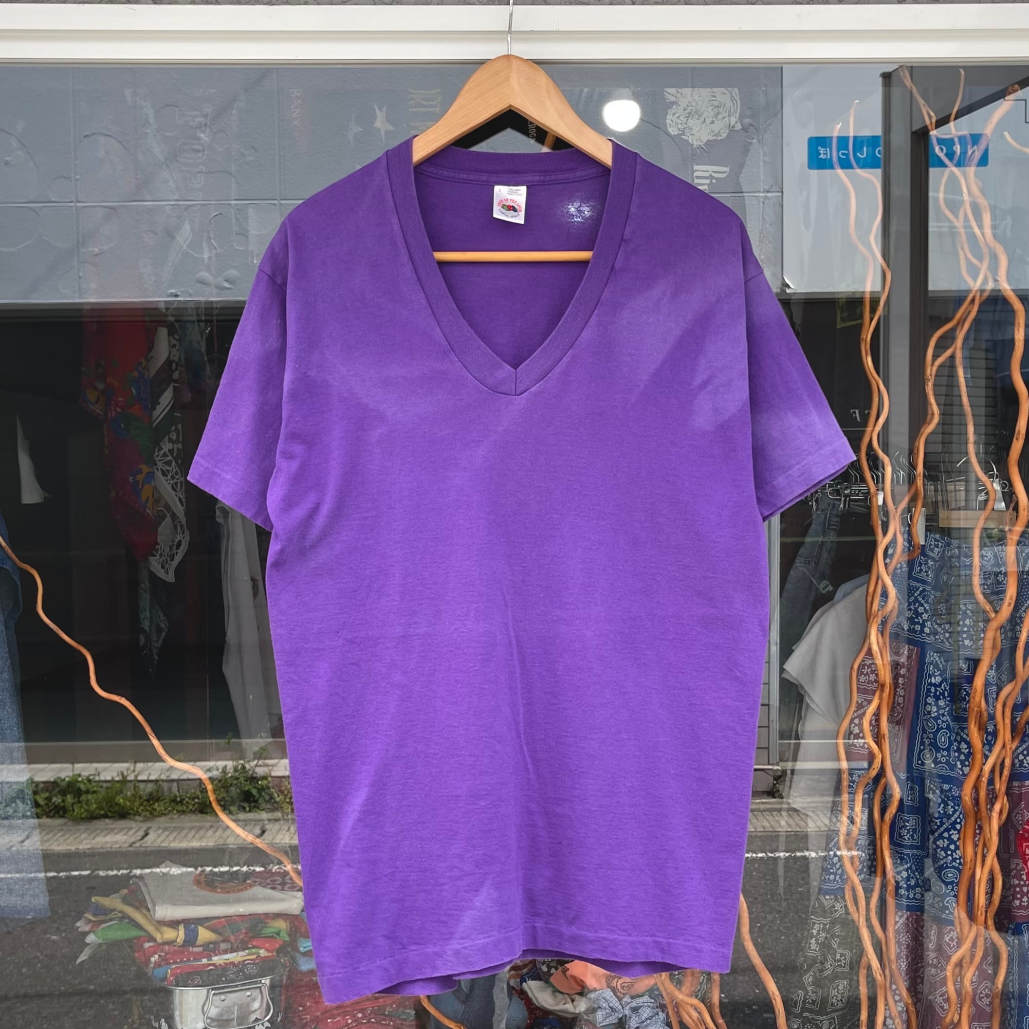 【Sz:L】90s Vneck Tシャツ FRUIT OF THE LOOM USA製