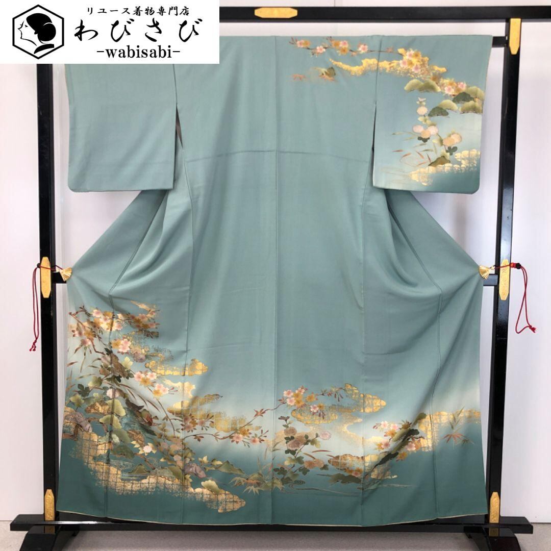 ☆ 単衣 訪問着 紗合せ 十日町青柳 生成り色 しつけ糸 K-6105 単衣 訪問着 紗合せ 十日町青柳 生成り色 しつけ糸 K-6105 着物 きもの