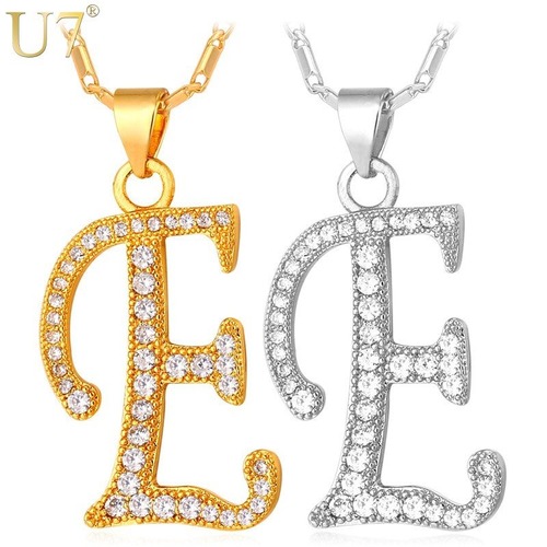 レディース ネックレス 名前 アルファベット E 文字 カラー AAA キュービック ジルコニア ペンダント 80001352