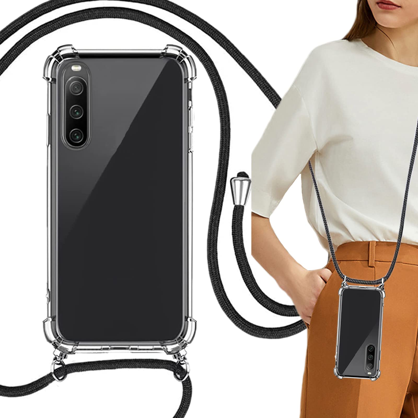 Xperia 10 IV ケース クリア 透明 カバー Xperia10IV ショルダー 掛縄け ストラップ付き 斜めがけ 携帯ケース 適用 SO-52C SOG07 A202SO XQ-CC44 スマホケース Heofuixt ソフト tpu バンパーケース 耐衝撃 肩掛け ストラップ 斜め掛け クリアケース 首掛け ショルダーケース 透明カバー 携帯カバー 薄型 軽量 case TPU クリア