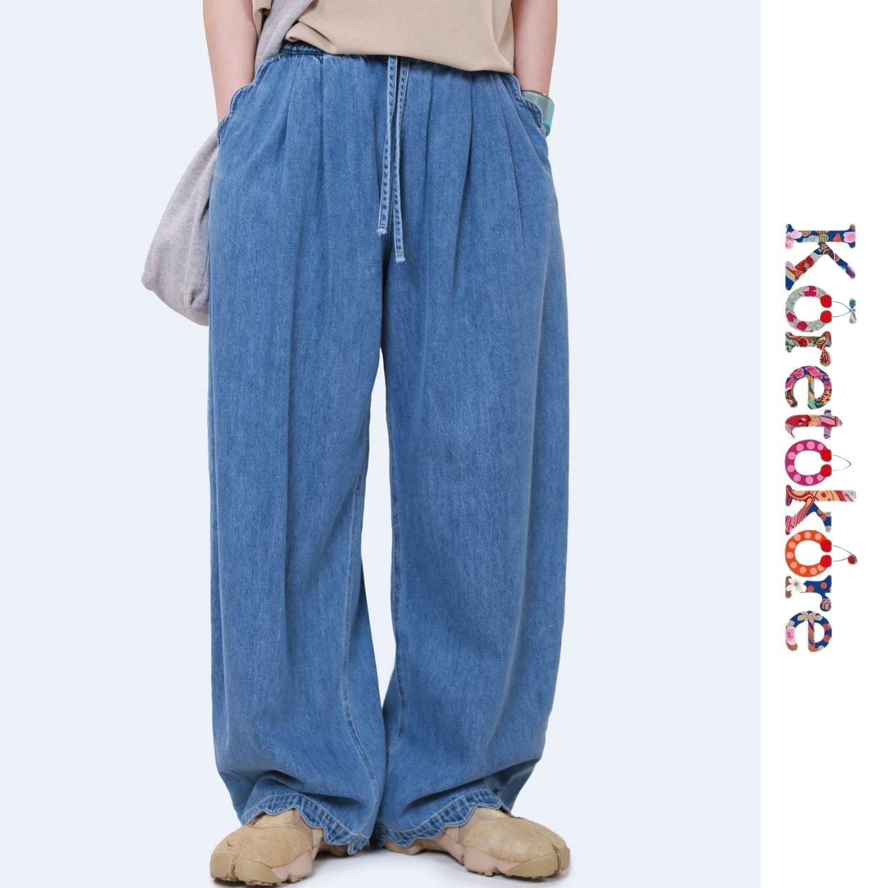 Scallop Hem Denim Pants A1209