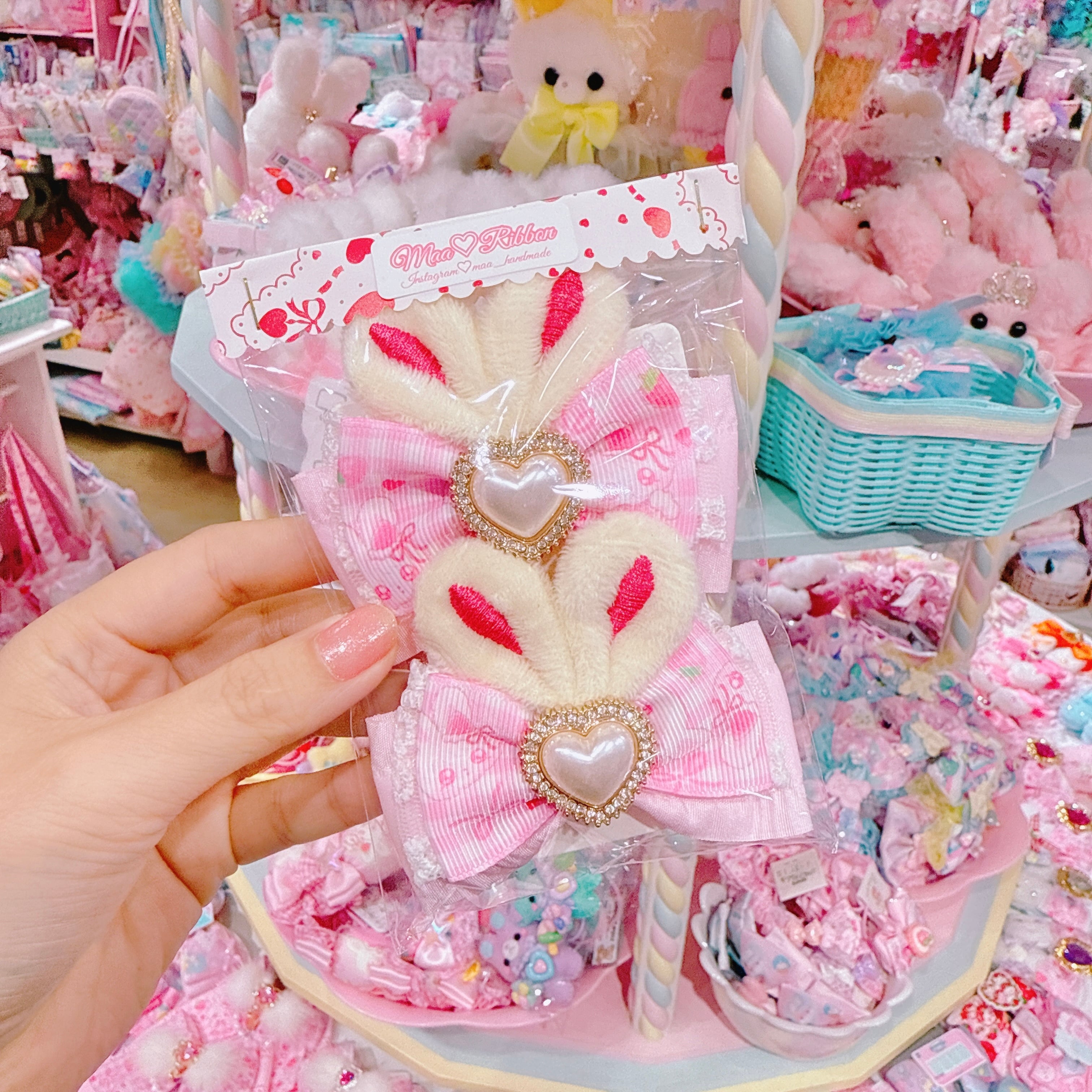 【R14】50-34うさ耳付きツインヘアクリップ