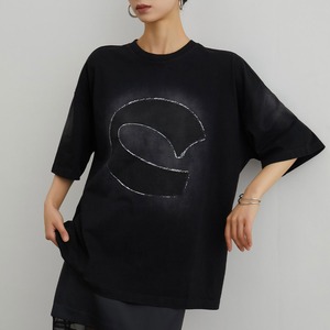 Black unique print T-shirt S858