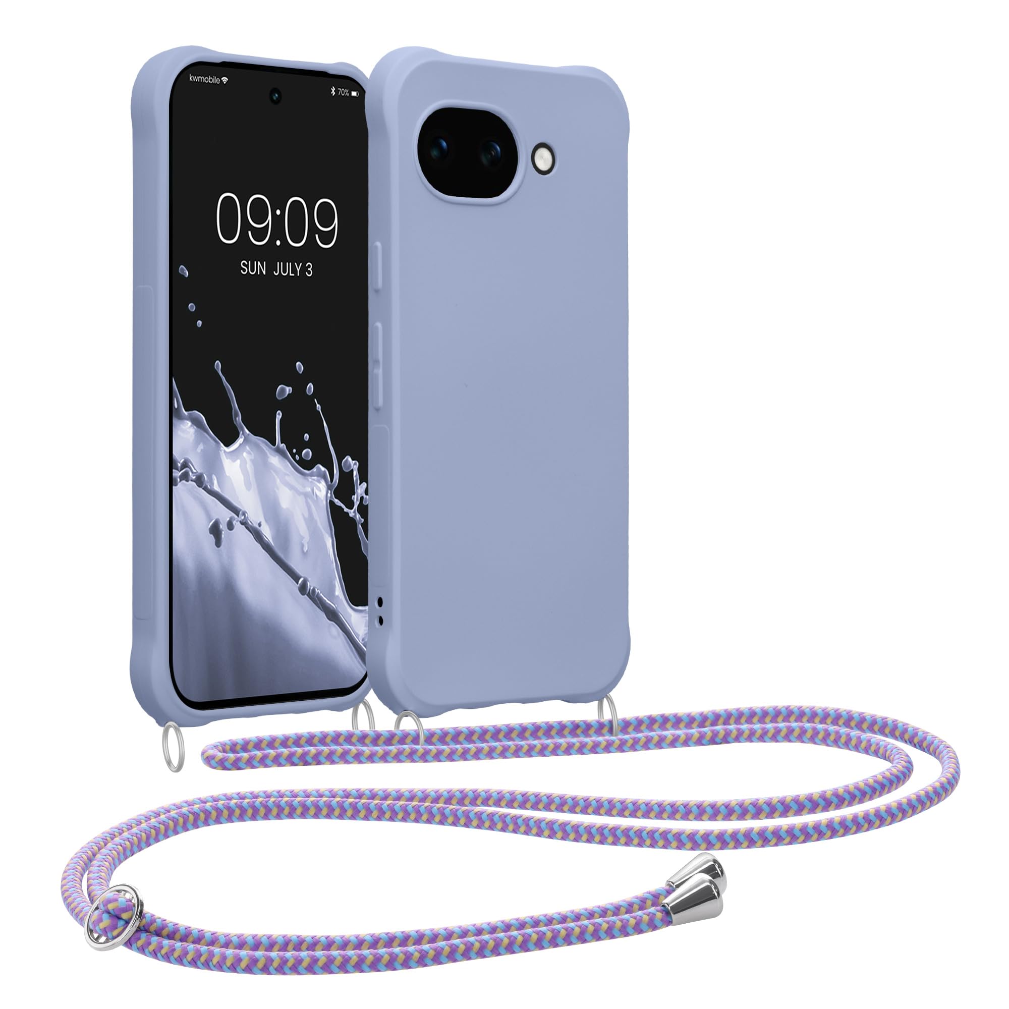 kwmobile スマホショルダー Google Pixel 10a対応 ケース - TPU カバー 肩掛け ストラップ付き ラベンダー