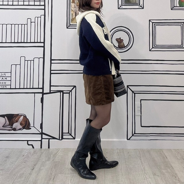 ライン配色切替ニットパーカー