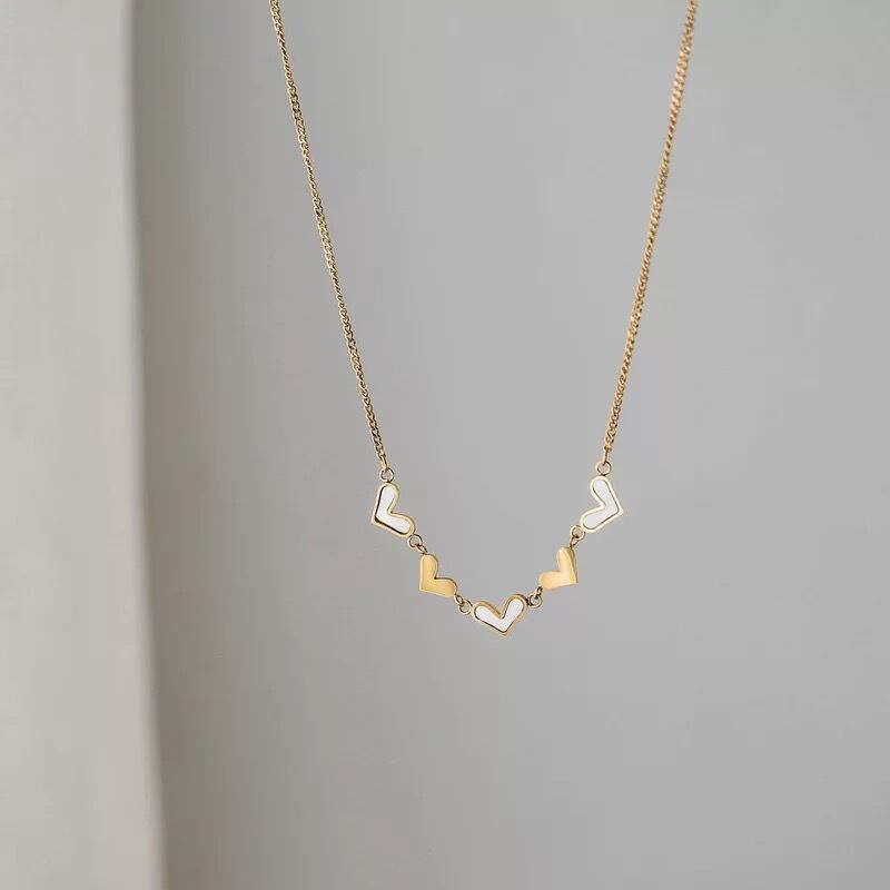 金アレ対応 316L シェルハートネックレス (029)