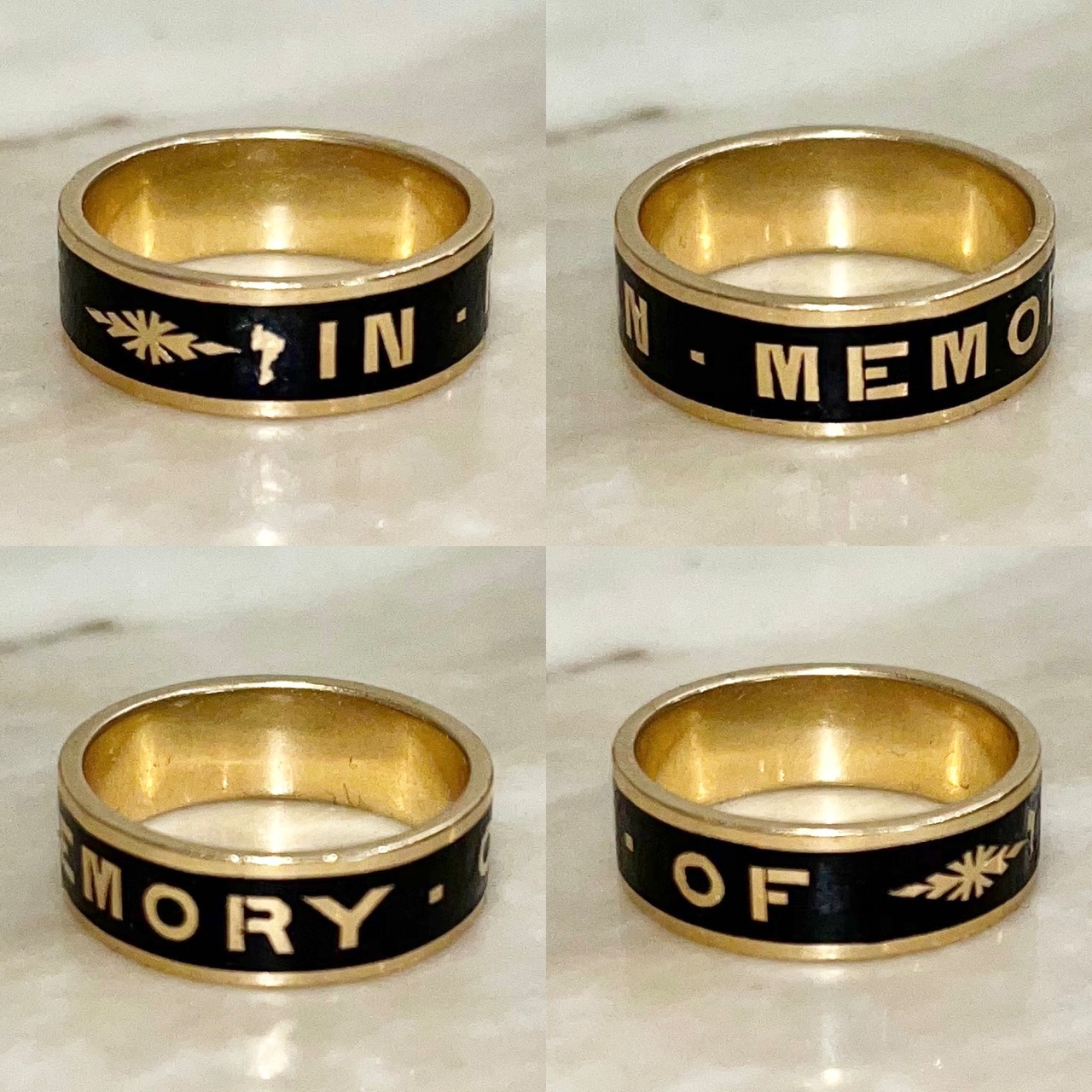 antique victorian 18ct gold mourning band ring " IN MEMORY OF "