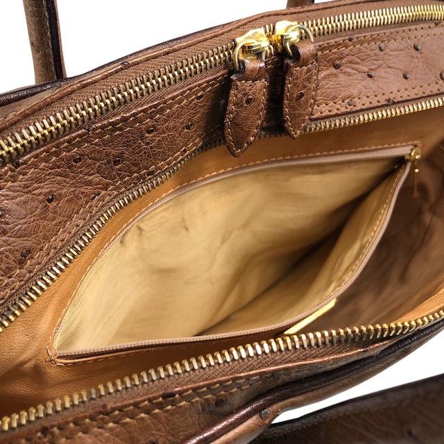 LOEWE ロエベ ハンドバッグ ブラウン アナグラム オーストリッチ vintage ヴィンテージ オールド pztb8z