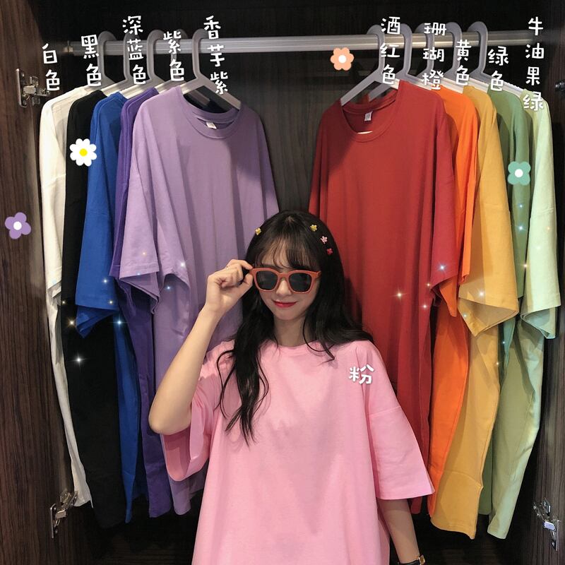 レッドシャツ トップス オータムルーズソリッド カラーTシャツ 秋物 ソリッドカラー 試着室96236172903