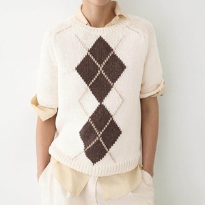 Argyle Pattern Short Sleeve Knit   W00311