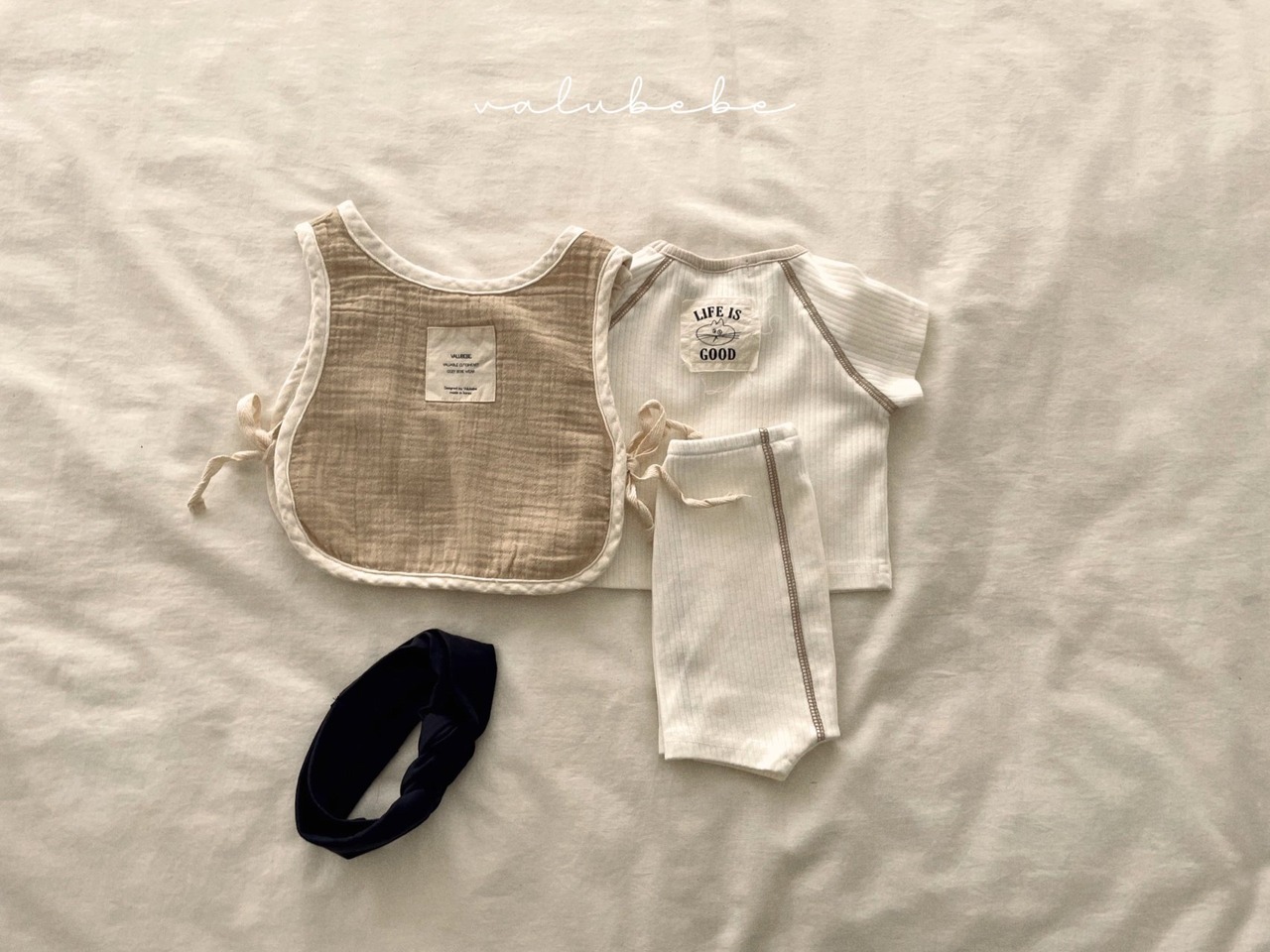 【valu bebe】LIFE IS GOODリブセットアップ アイボリー 60〜90cm 240414 - 8
