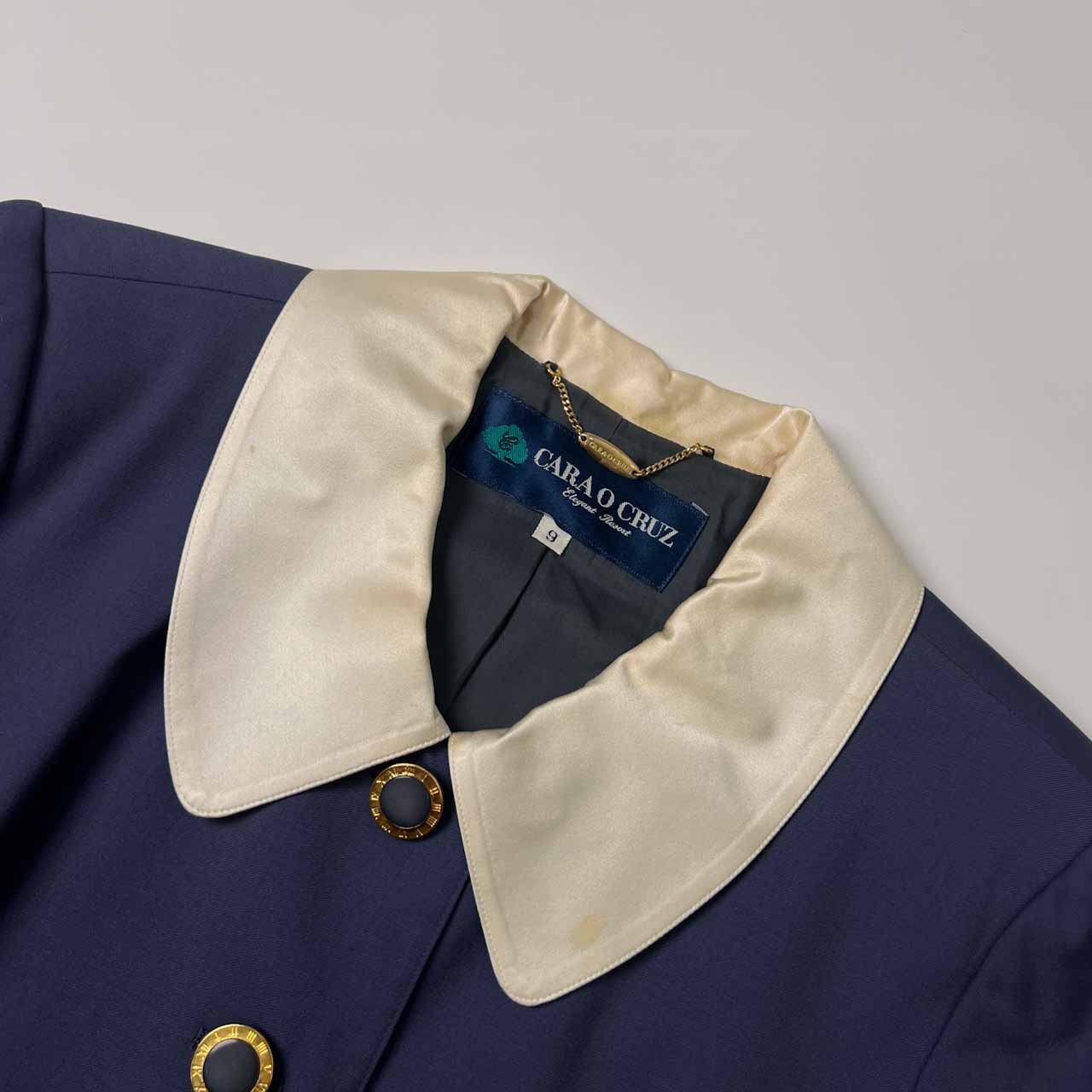 CARA O CRUZ キャラオクルス 長袖 ワンピース 9/くすみブルー系 レディース レトロ レリアン