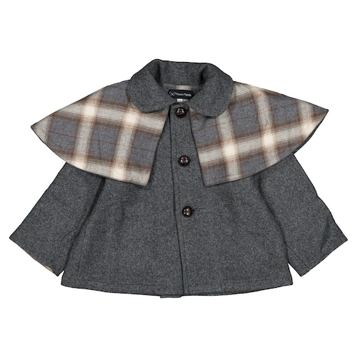 ご予約【MaisonMarelle】送料無料Coat amovible cape SHERLOCK - gray mostly wool18m-4y