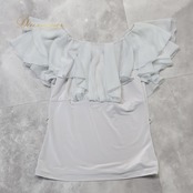 社交ダンス 衣装 トップス グレイ系 チャコット Chacott ブラウス 無地 シンプル フリル ストレッチ 伸縮 レッスン 練習 上品 袖なし ダンス衣装 かわいい