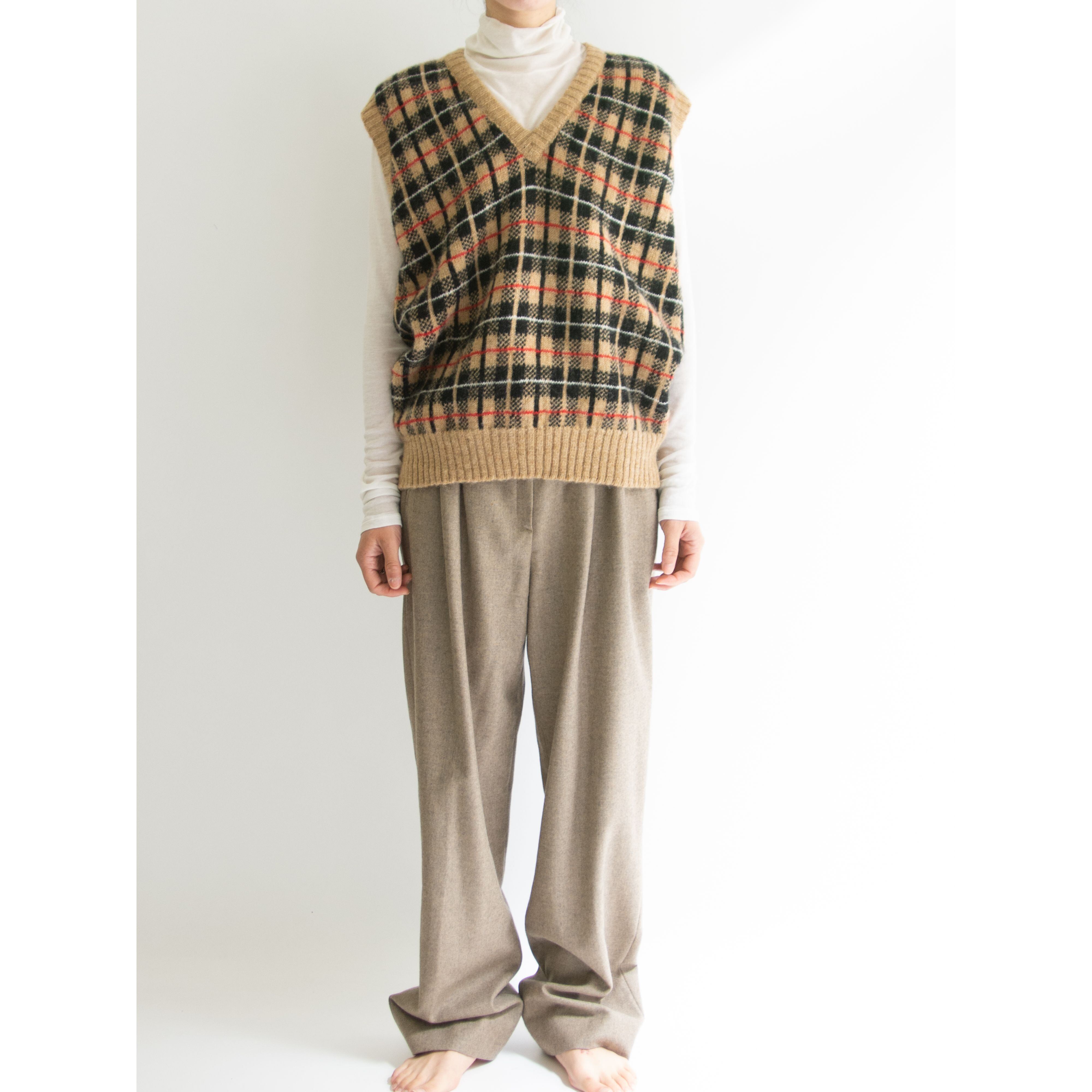 【JAMES KERR】Made in Scotland 100% Wool Check Vest（スコットランド製 ウールチェックベスト セーター）