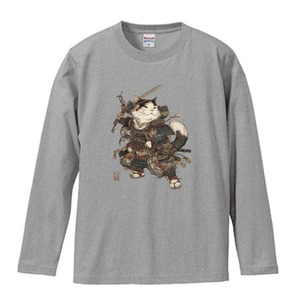 「戦場を駆ける、侍猫」 長袖Tシャツ