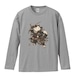 「戦場を駆ける、侍猫」 長袖Tシャツ