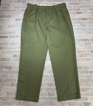 RALPH LAUREN 2TUCK SLACKS POLY OLIVE 実寸W37.5 L28