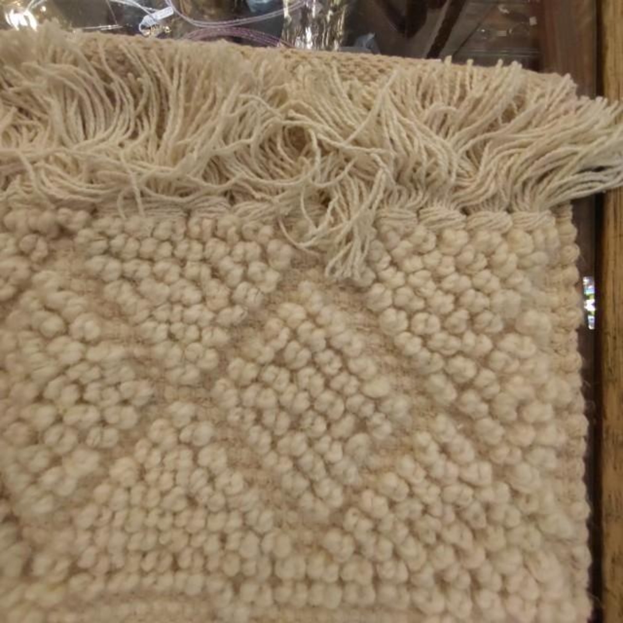 マットウールデコ　　45×75　アイボリー　ウール　玄関　エントランス　ラグマット　インド