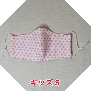 手作り立体マスク（ガーゼ）／ピンクハート・キッズＳサイズ(5-235)
