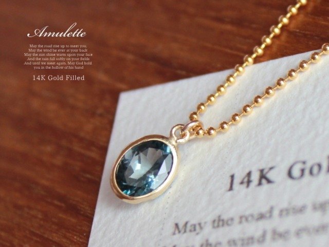 Amulette classic 14kgf Necklace London blue topaz 45cm